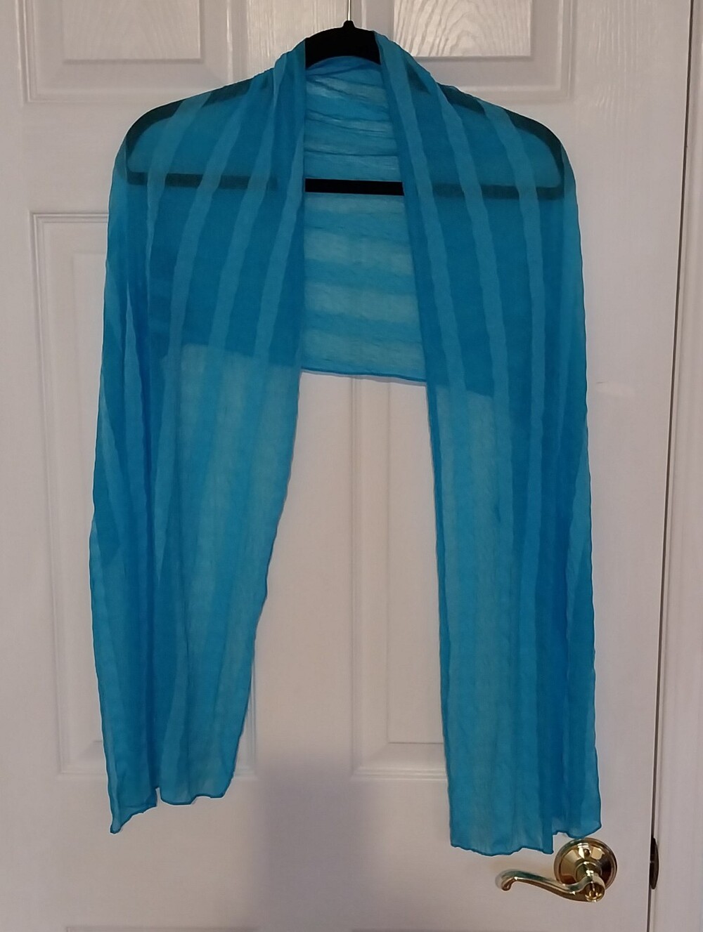 Sheer Lightweight Blue Scarf - Striped Texture
